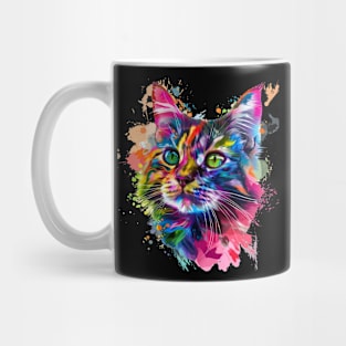 Domestic Shorthair Cat Colorfull Pop Art Design For Cat Onwer Mug